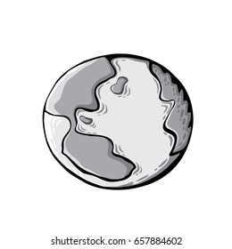 Earth drawing on white background. World map or globe in doodles style. Environment design for earth day.