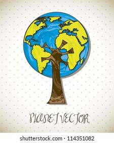 earth drawing over beige background. vector illustration
