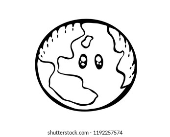Earth drawing. World map or globe in doodles style. Cartoon concept. Environment design for earth day.