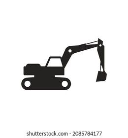 earth dredger car icon illustration under construction, excavator. glyphs, vector