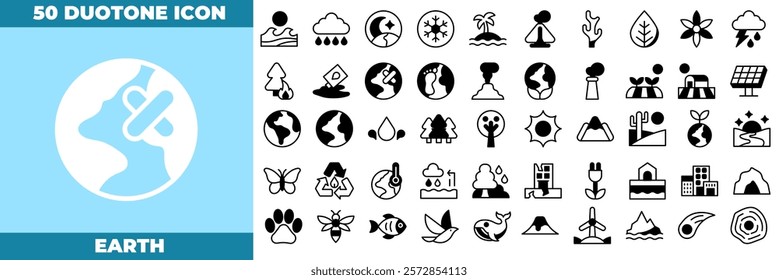 Earth Duotone Editable Icons set. Vector illustration in modern thin duotone style of earth icons: globe, earth, world, etc