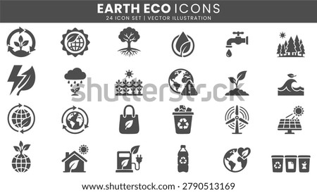 Earth eco sustainability icons vector set