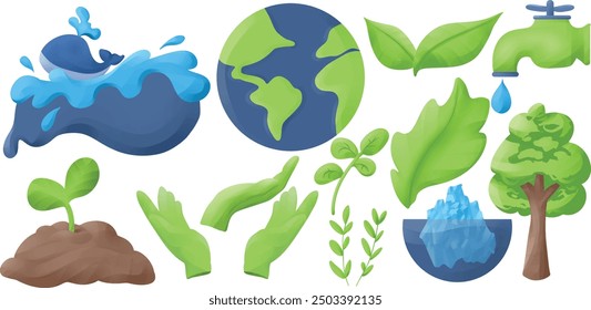 Earth and ecology assets vector illustration