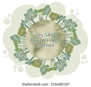 Earth ecology illustration. Colored vector illustration.