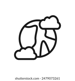 Earth ecosystem with atmosphere, simple design of clouds surrounding planet. vector illustration