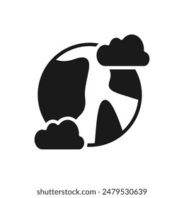 Earth ecosystem with atmosphere, simple design of clouds surrounding planet. vector illustration