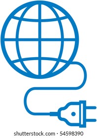 Earth + electric plug - Vector illustration