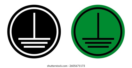 Earth electrical grounding symbol vector illustration, Electrical grounding icon, Electrical earth sign, Grounding symbol, protective earth ground symbol icon in electricity, grounding sign isolated.