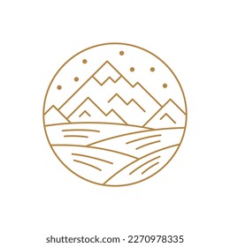 Elemento de la Tierra del conjunto de símbolos de línea delgada de la naturaleza. Naturaleza energía abstracta diseño de signos dorados ilustración vectorial sobre fondo blanco