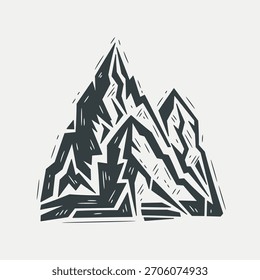 Ilustración vectorial de elementos terrestres. Símbolo de montaña dibujado a mano, arte del Clip, hecho a mano. Dibujo a mano No AI