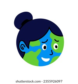 Earth emoji laugh - happy emoticon - isolated vector illustration