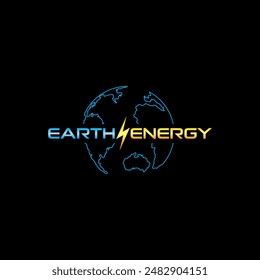 Earth energy design logo. The symbol of a blue cirlce earth. 