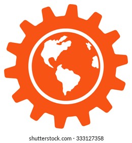 Earth Engineering vector icon. Style is flat symbol, orange color, rounded angles, white background.