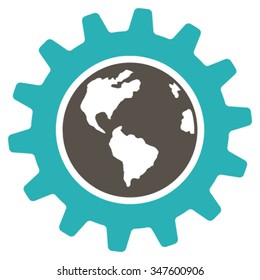 Earth Engineering vector icon. Style is bicolor flat symbol, grey and cyan colors, rounded angles, white background.