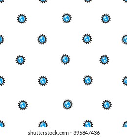 Earth Engineering vector seamless repeatable pattern. Style is flat blue and dark gray earth engineering symbols on a white background.