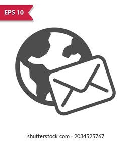 Earth with Envelope Icon. Professional, pixel perfect icon, EPS 10 format.
