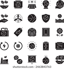Earth environment fill icon set vector illustration stock
