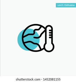 Earth, Environment, Global, Hot, Temperature turquoise highlight circle point Vector icon