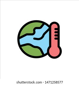 Earth, Environment, Global, Hot, Temperature  Flat Color Icon. Vector icon banner Template. Vector Icon Template background