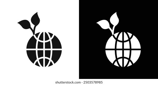 earth environment icon line art vector