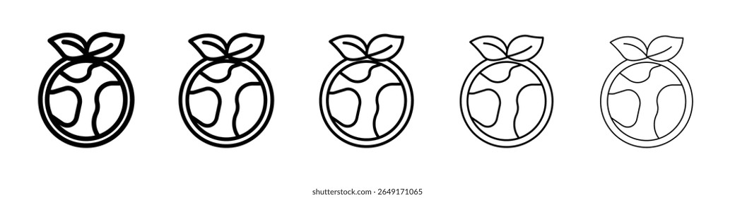 Conjunto de marca de logotipo de contorno delgado de icono de entorno terrestre