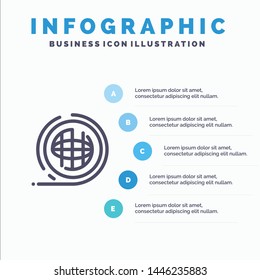 Earth, Environment, Planet, Shaping, Terra Line icon with 5 steps presentation infographics Background