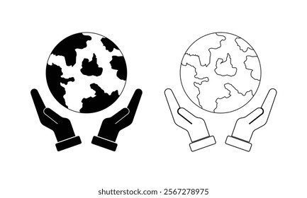 Earth and environment protection icon. editable stroke,. vector illustration.