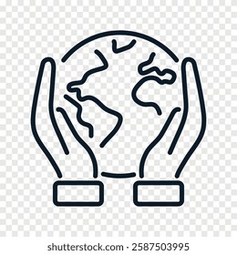 Earth and environment protection outline icon isolated on PNG background