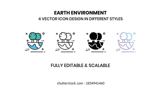 Earth Environment Vector illustration icons in different style