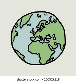 earth, Europe / cartoon vector and illustration, hand drawn, sketch style, isolated on white background.