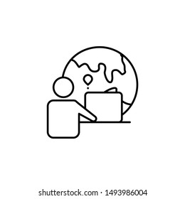 Earth everywhere globe user icon. Element of distance education line icon