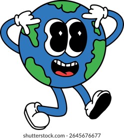 earth face think ideas character vintage illustration vector color