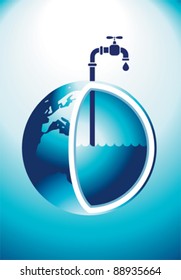 earth and faucet. level of water