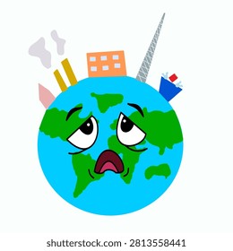 earth feeling sad due to environmental pollution save earth