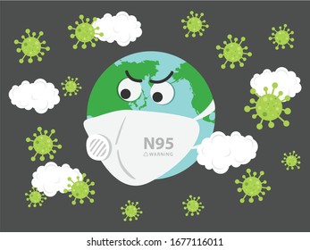 Earth feeling worry because virus all over the world. Viruses floating around the global.