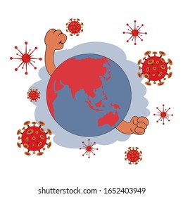 Earth fight corona virus design vector 