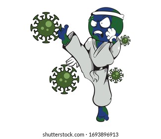 Earth fight with corona virus, karate version
