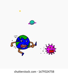 Earth fights against the covid-19 virus. vector illustration