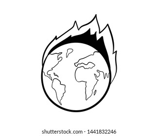 earth fire doodle vector hand drawing