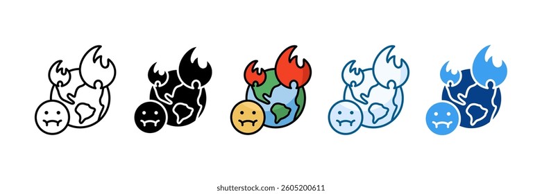 Earth Fire Icon Set Multiple Style Collection