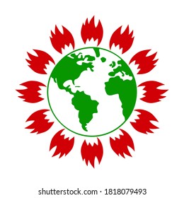 Tierra y fuego en fondo blanco, signo de diseño, ilustración vectorial