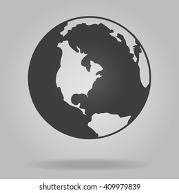 Earth flat icon on gray background