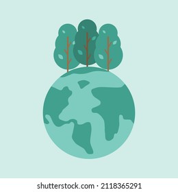 Ilustración de vectores terrestres y forestales. Mejor uso para el día de la Tierra, el calentamiento global, el tema climático o el diseño de temas ambientales.