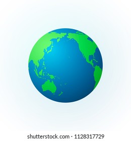 Earth in the form of a globe. Earth Planet icon. Colored world map. Vector illustration isolated on white 