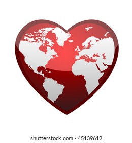 Earth in form of heart, vector illustration