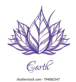 Earth. Four elements. Outline vector illustration isolated on white background.