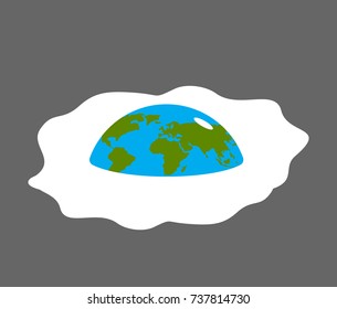 Earth fried egg. Planet is scrambled eggs. Political Vector Illustration