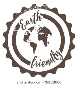 Earth friendly cleaning stamp with globe. EPS 10 vector