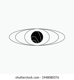 Earth in galaxy illustration. Space moon star astronomy eclipse abstract sun dark abstrak, vector, symbol, logo, icon, sign, Illustration Minimalist.