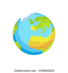 Earth with garbage amount pointed on continents. Globe and pollution problem. Environment of our planet isolated cartoon flat vector illustration.